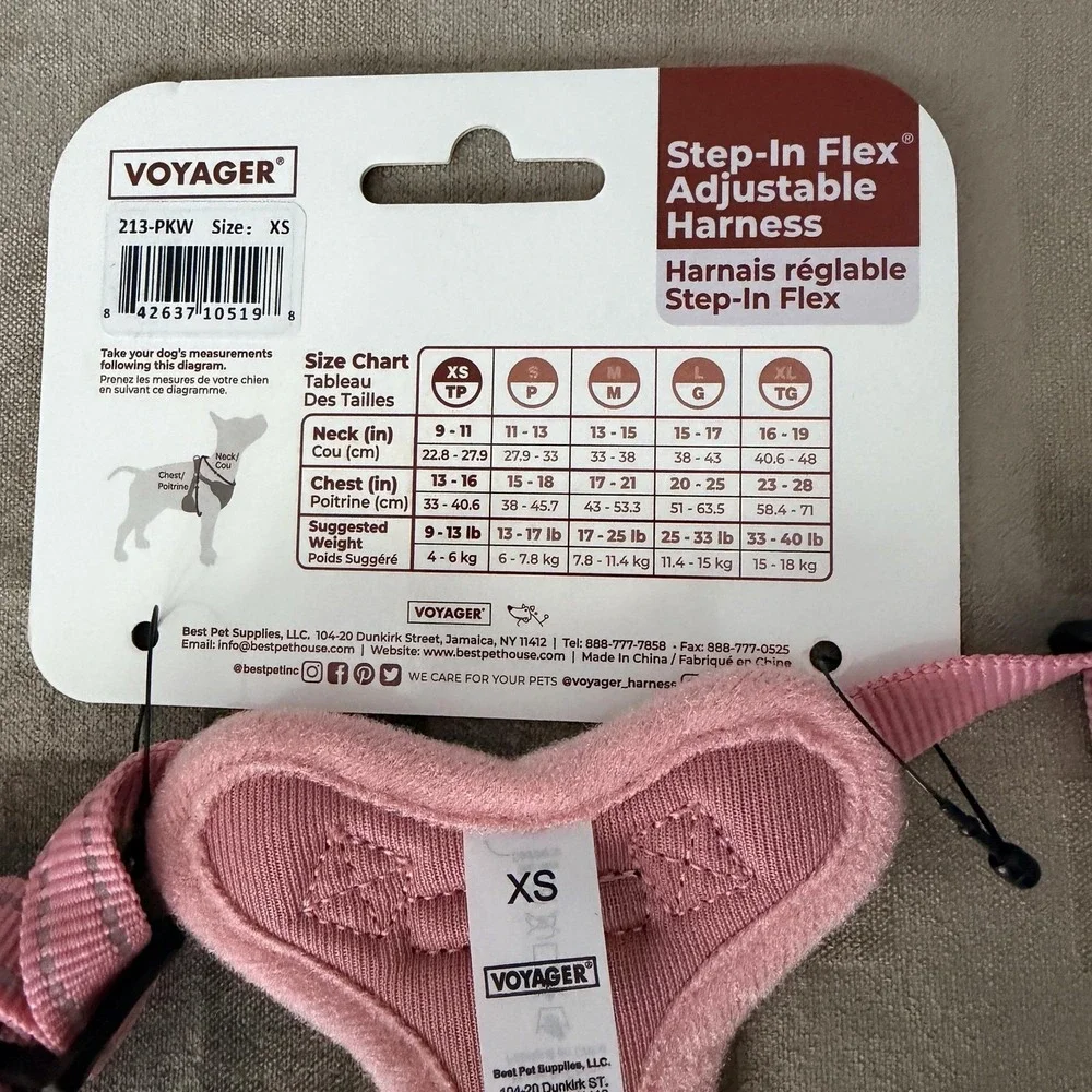 Voyager Dog Harness XS Step-In Adjustable Pink Mesh 3M Scotchlite Reflective
